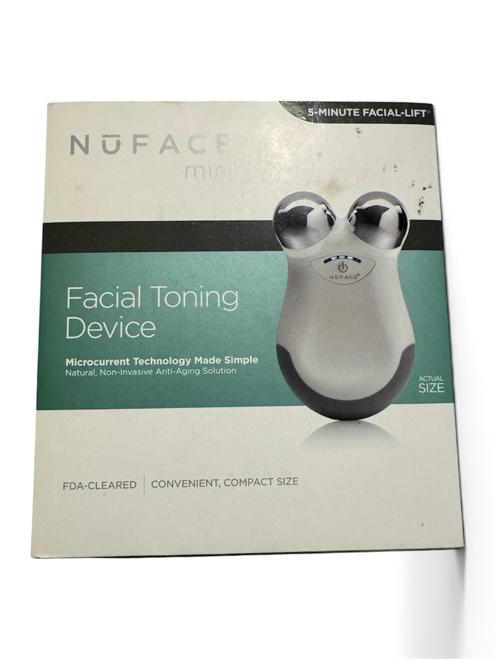 NuFace Petite Portable Facial Toning Device - Silver and White Packaging
